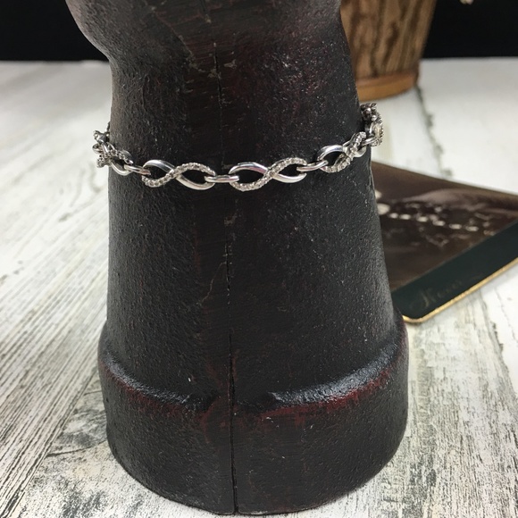 Sterling Silver Infinity Diamond Bracelet - Picture 6 of 8